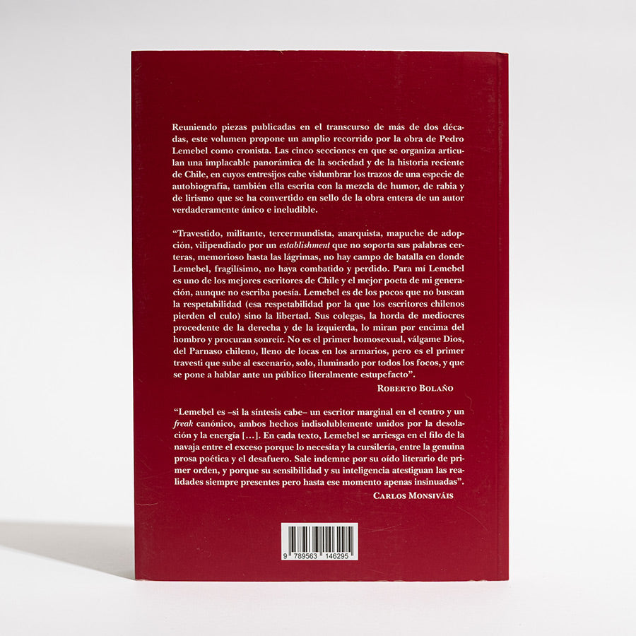 Contraportada del libro Poco hombre de Pedro Lemebel
