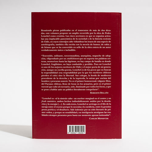 Contraportada del libro Poco hombre de Pedro Lemebel